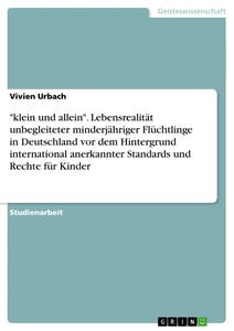 Titel: "klein und allein". Lebensrealität unbegleiteter minderjähriger Flüchtlinge in Deutschland vor dem Hintergrund international anerkannter Standards und Rechte für Kinder