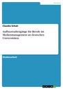 Título: Aufbaustudiengänge für Berufe im Medienmanagement an deutschen Universitäten