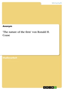 Title: 'The nature of the firm' von Ronald H. Coase