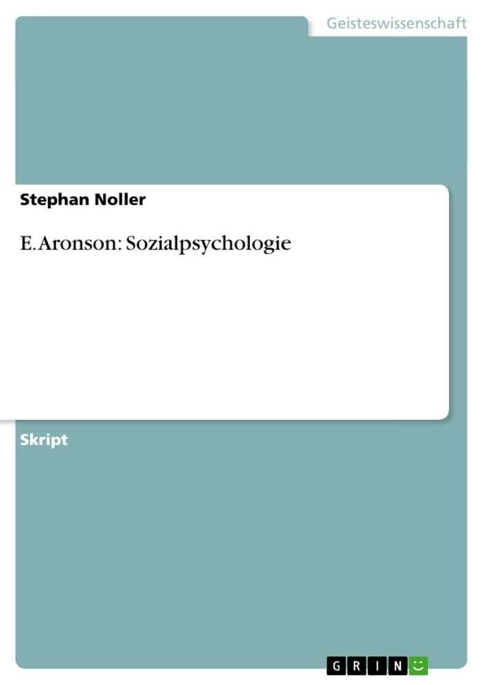 Titel: E. Aronson: Sozialpsychologie