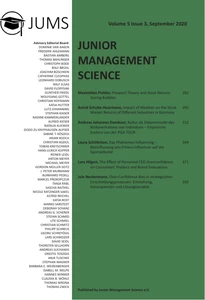 Titre: Junior Management Science, Volume 5, Issue 3, September 2020