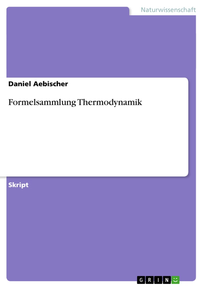 Titre: Formelsammlung Thermodynamik
