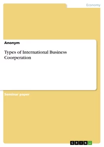 Título: Types of International Business Coorperation