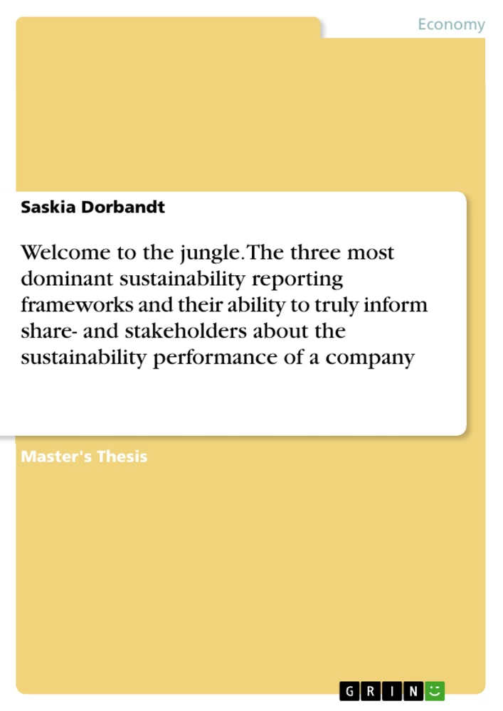 Titel: Welcome to the jungle. The three most dominant sustainability reporting frameworks and their ability to truly inform share- and stakeholders about the sustainability performance of a company