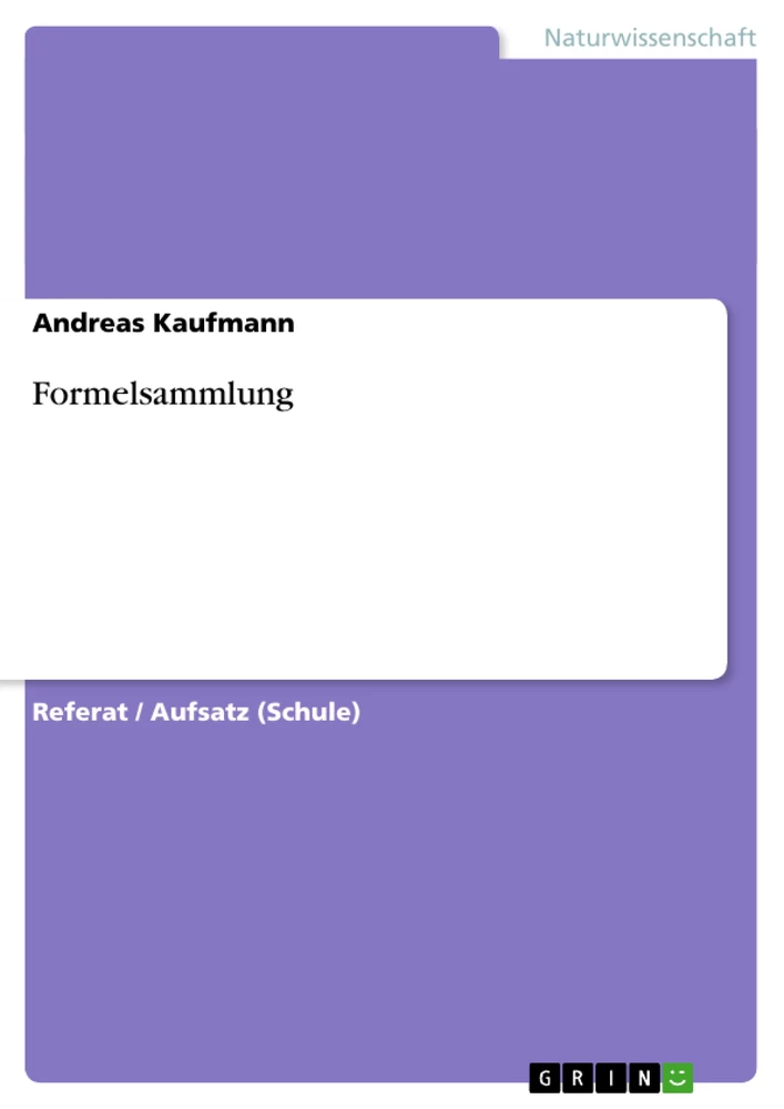 Titel: Formelsammlung