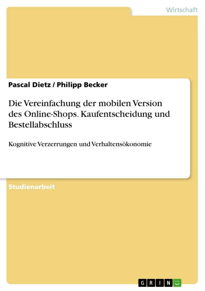 Título: Die Vereinfachung der mobilen Version des Online-Shops. Kaufentscheidung und Bestellabschluss