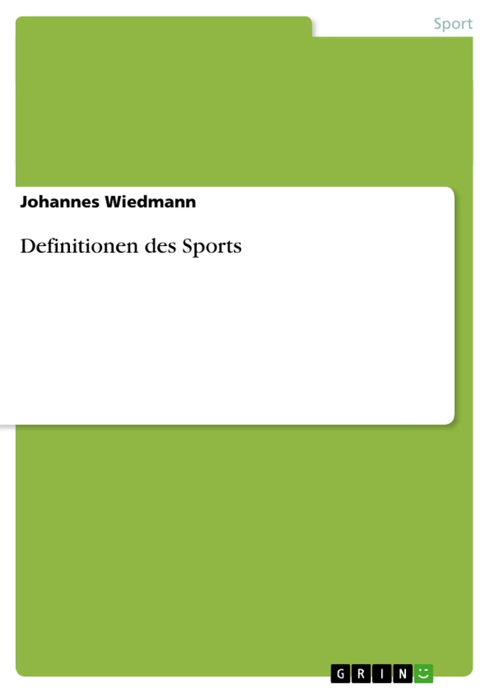Title: Definitionen des Sports