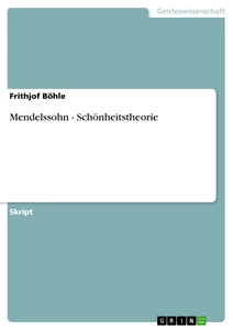 Título: Mendelssohn - Schönheitstheorie