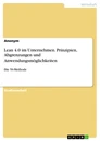 Titel: Lean 4.0 im Unternehmen. Prinzipien, Abgrenzungen und Anwendungsmöglichkeiten